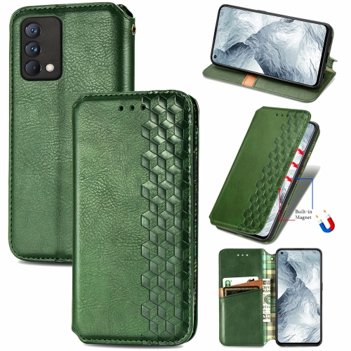 

For OPPO Realme GT Master Cubic Grid Pressed Horizontal Flip Magnetic PU Leather Case with Holder & Card Slots & Wallet(Green)