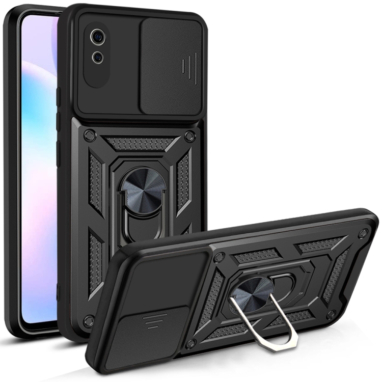 

For Xiaomi Redmi 9A Sliding Camera Cover Design TPU+PC Protective Case(Black)