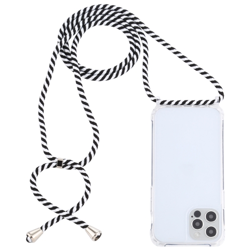 

For iPhone 13 Pro Max Transparent Acrylic Airbag Shockproof Phone Protective Case with Lanyard (Zebra)