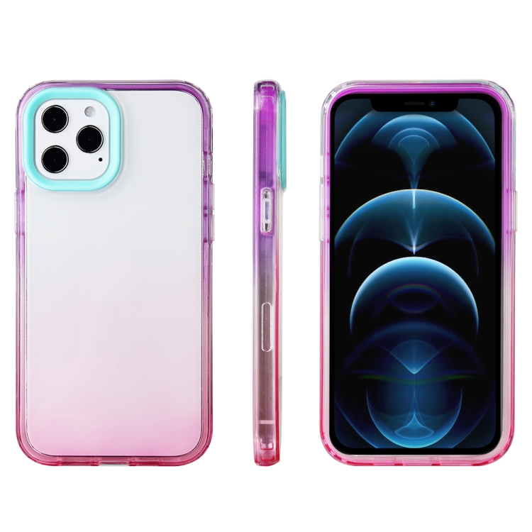 

Candy Gradient Flat Surface TPU + PC Shockproof Case For iPhone 13(Pink Purple)