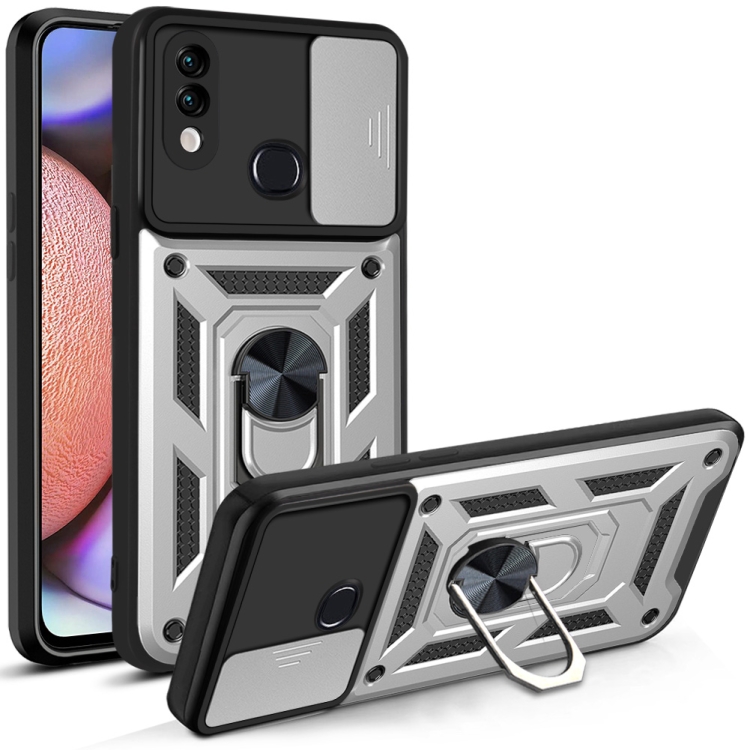

For Samsung Galaxy A10s Sliding Camera Cover Design TPU+PC Protective Case(Silver)