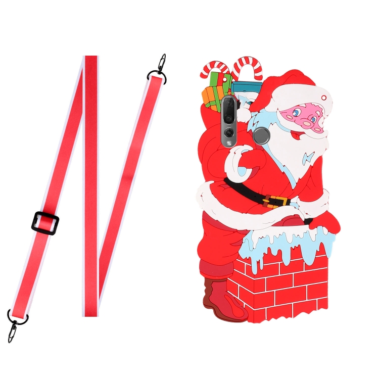 

For Xiaomi Redmi Note 7 Christmas Series Silicone Shockproof Case with Neck Lanyard(Santa Claus)