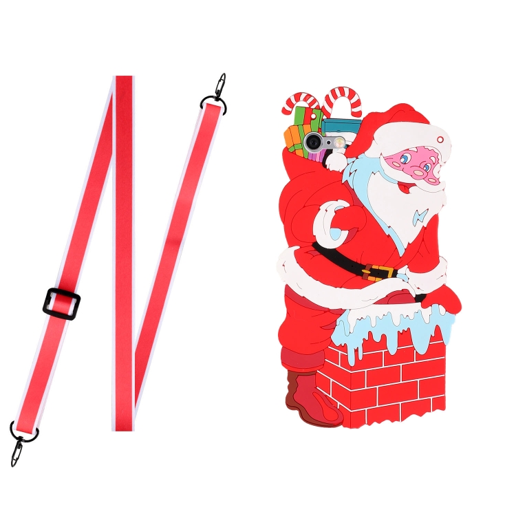 

Christmas Series TPU Shockproof Case with Neck Lanyard For iPhone SE 2022 / SE 2020 / 8 / 7(Santa Claus)