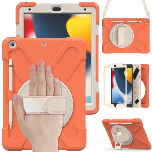 

Silicone + PC Protective Case with Holder & Shoulder Strap For iPad 10.2 2021 / 2020 / 2019(Coral Orange)