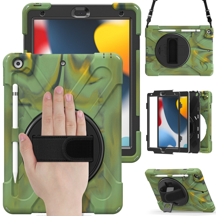

For iPad 10.2 2021 / 2020 / 2019 Silicone + PC Protective Case with Holder & Shoulder Strap(Camouflage)