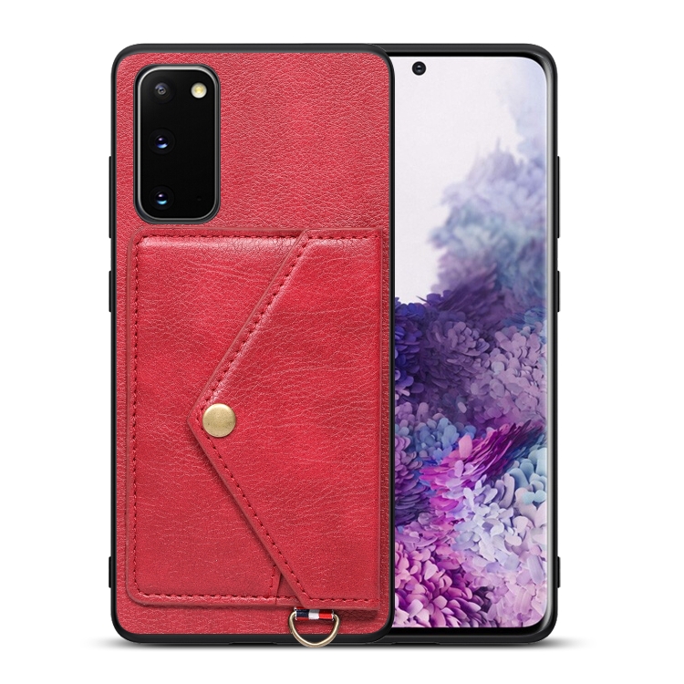 

For Samsung Galaxy S20 Litchi Texture Silicone + PC + PU Leather Back Cover Shockproof Case with Card Slot(Red)