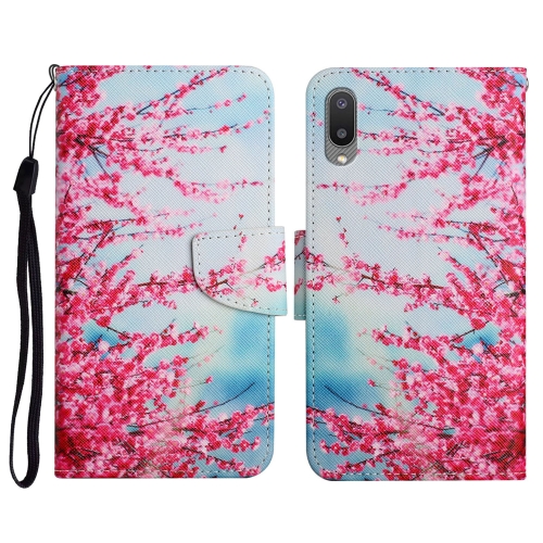 

For Samsung Galaxy A02 Painted Pattern Horizontal Flip Leather Case with Holder & Card Slot & Wallet(Red Cherry Blossoms)