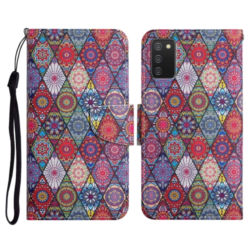 

For Samsung Galaxy A02s US Edition Painted Pattern Horizontal Flip Leather Case with Holder & Card Slot & Wallet(Rhombus Kaleidoscope)