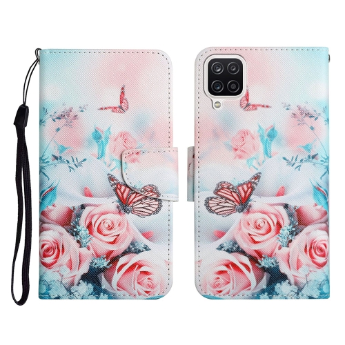 

For Samsung Galaxy A12 Painted Pattern Horizontal Flip Leather Case with Holder & Card Slot & Wallet(Peony Butterfly)