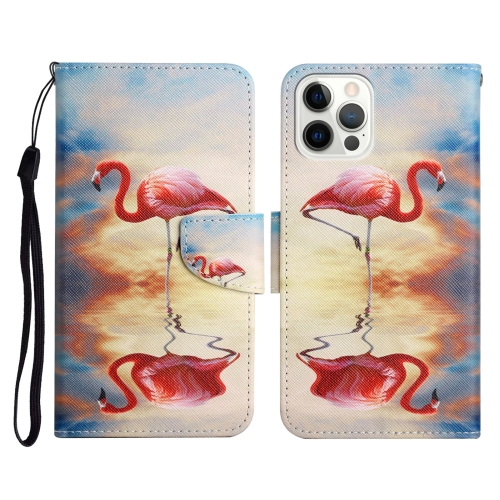 

For iPhone 13 Pro Max Painted Pattern Horizontal Flip Leather Case with Holder & Card Slot & Wallet (Flamingo)