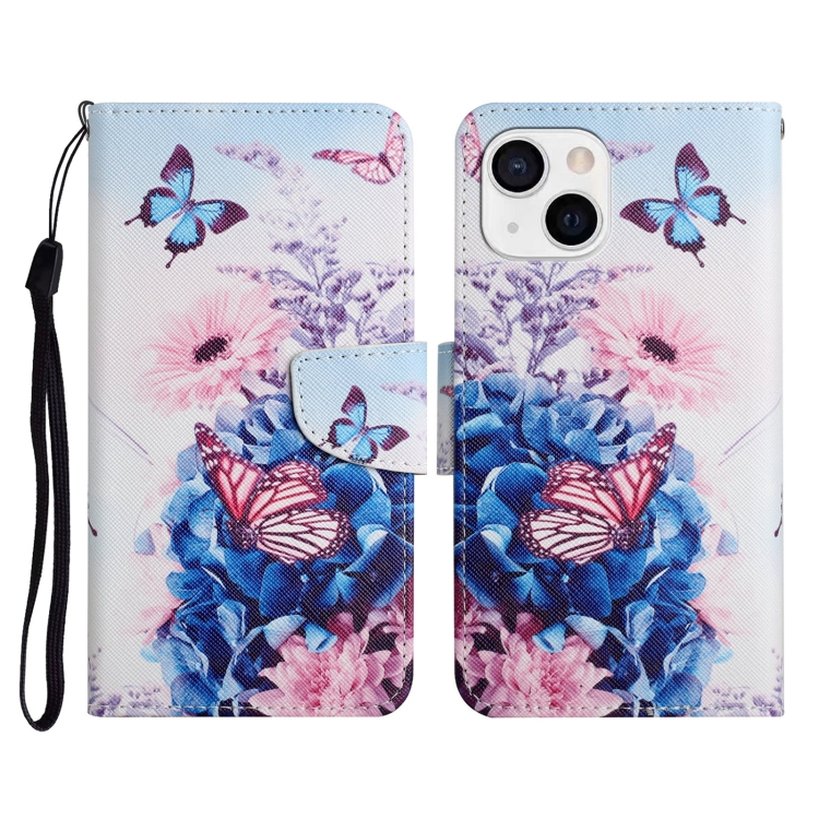 

Painted Pattern Horizontal Flip Leather Case with Holder & Card Slot & Wallet For iPhone 13 mini(Purple Butterfly)