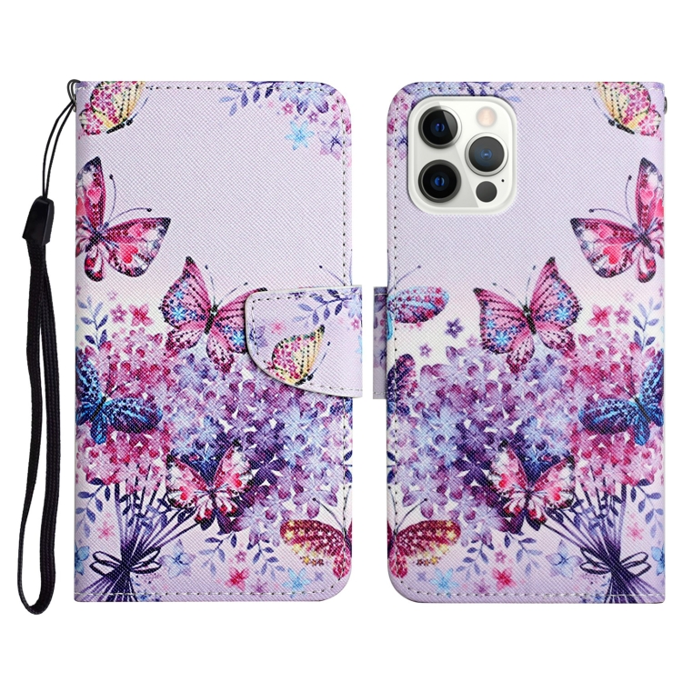 

For iPhone 12 / 12 Pro Painted Pattern Horizontal Flip Leather Case with Holder & Card Slot & Wallet(Bright Butterfly)