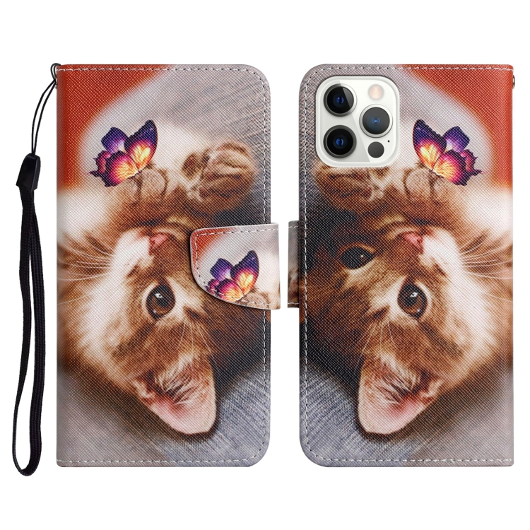 

Painted Pattern Horizontal Flip Leather Case with Holder & Card Slot & Wallet For iPhone 12 / 12 Pro(Butterfly Cat)