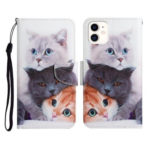 

Painted Pattern Horizontal Flip Leather Case with Holder & Card Slot & Wallet For iPhone 11(Three Cats)