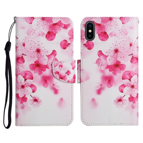 

For iPhone X / XS Painted Pattern Horizontal Flip Leather Case with Holder & Card Slot & Wallet(Red Flower)