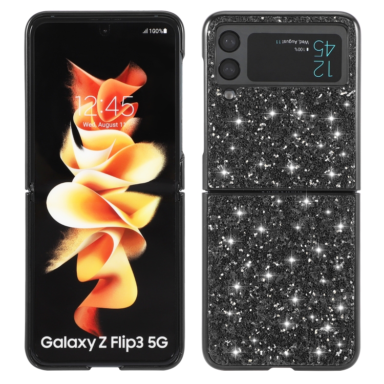 

For Samsung Galaxy Z Flip3 5G Glitter Powder Shockproof TPU Protective Case(Black)