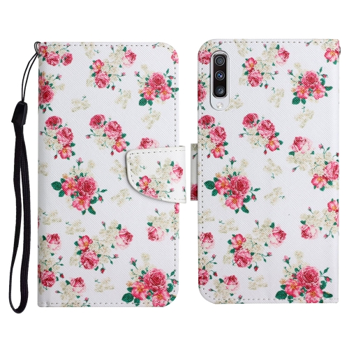 

For Samsung Galaxy A70 Painted Pattern Horizontal Flip Leather Case with Holder & Card Slot & Wallet(Red Peony Flower)