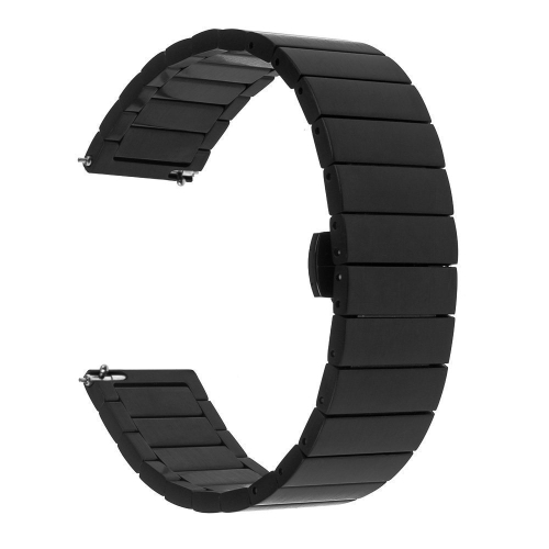 

20mm For Samsung Smart Watch One-bead Steel Butterfly Buckle Replacement Strap Watchband(Black)