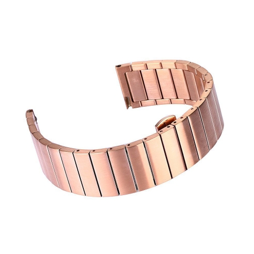 

20mm For Samsung Smart Watch One-bead Steel Butterfly Buckle Replacement Strap Watchband(Rose Gold)