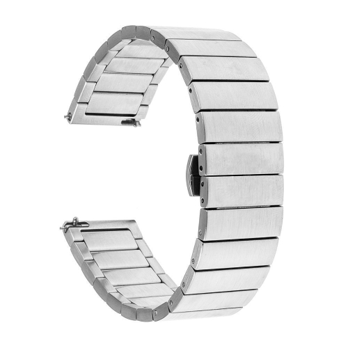 

20mm For Samsung Smart Watch One-bead Steel Butterfly Buckle Watch Band(Silver)