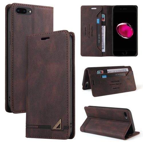 

Skin Feel Anti-theft Brush Horizontal Flip Leather Case with Holder & Card Slots & Wallet For iPhone 8 Plus & 7 Plus(Brown)