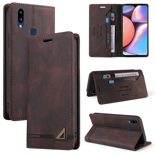 

For Samsung Galaxy A10s Skin Feel Anti-theft Brush Horizontal Flip Leather Case with Holder & Card Slots & Wallet(Brown)