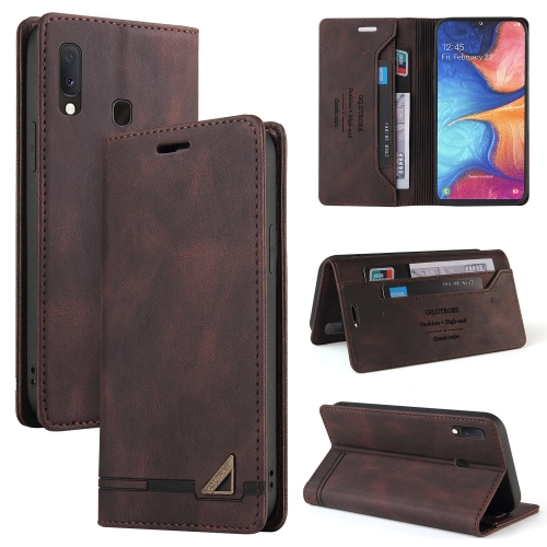 

For Samsung Galaxy A20e Skin Feel Anti-theft Brush Horizontal Flip Leather Case with Holder & Card Slots & Wallet(Brown)