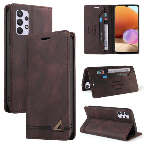 

For Samsung Galaxy A32 4G Skin Feel Anti-theft Brush Horizontal Flip Leather Case with Holder & Card Slots & Wallet(Brown)