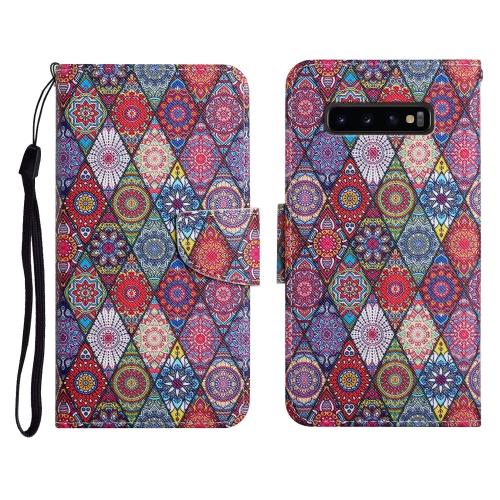 

For Samsung Galaxy S10 Painted Pattern Horizontal Flip Leather Case with Holder & Card Slot & Wallet(Rhombus Kaleidoscope)