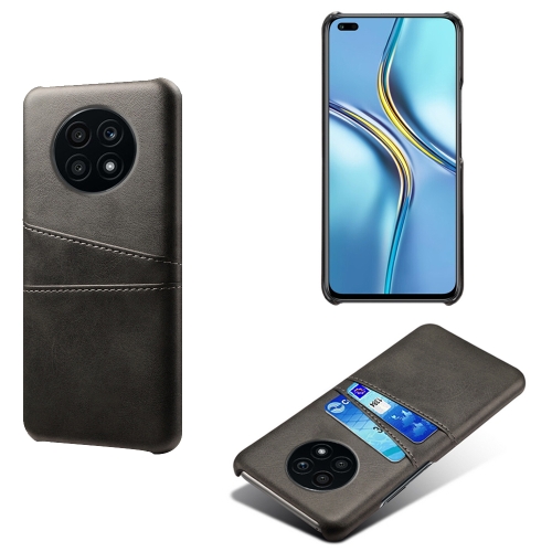 

For Huawei nova 8i Calf Texture PC + PU Leather Back Cover Shockproof Case with Dual Card Slots(Black)