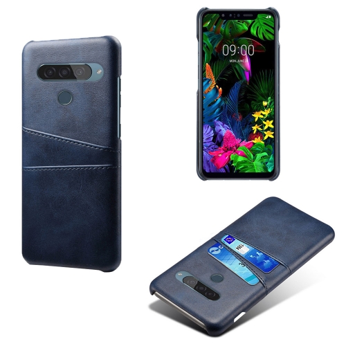 

For LG G8S ThinQ Calf Texture PC + PU Leather Back Cover Shockproof Case with Dual Card Slots(Blue)