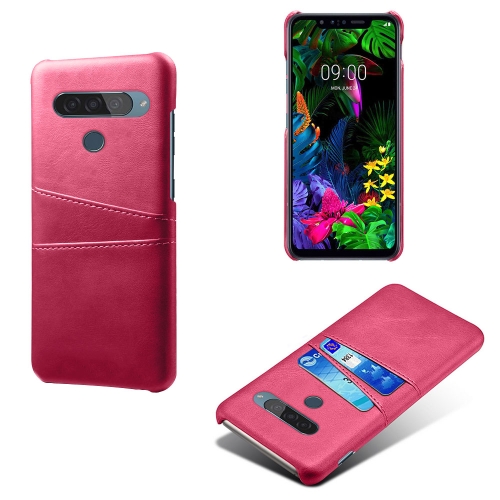 

For LG G8S ThinQ Calf Texture PC + PU Leather Back Cover Shockproof Case with Dual Card Slots(Rose Red)