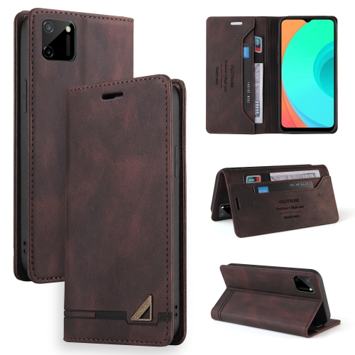 

For OPPO Realme C11 Skin Feel Anti-theft Brush Horizontal Flip Leather Case with Holder & Card Slots & Wallet(Brown)