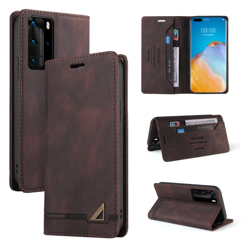 

For Huawei P40 Pro Skin Feel Anti-theft Brush Horizontal Flip Leather Case with Holder & Card Slots & Wallet(Brown)