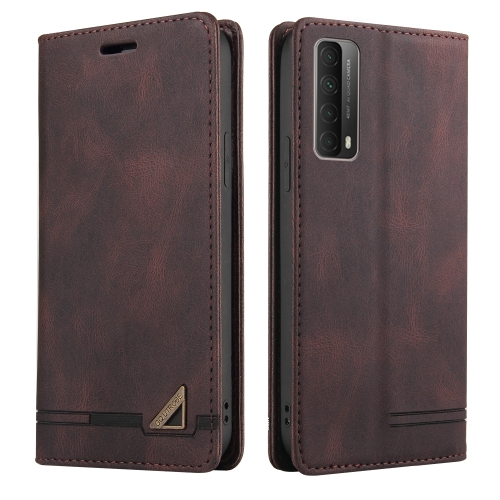 

For Huawei P Smart 2021 Skin Feel Anti-theft Brush Horizontal Flip Leather Case with Holder & Card Slots & Wallet(Brown)