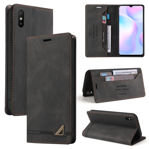 

For Xiaomi Redmi 9A Skin Feel Anti-theft Brush Horizontal Flip Leather Case with Holder & Card Slots & Wallet(Black)