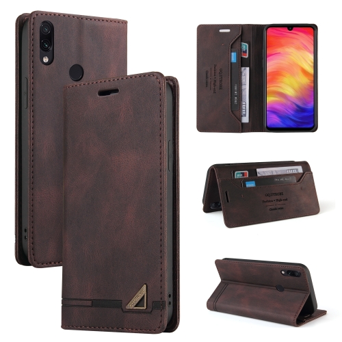 

For Xiaomi Redmi Note 7 Skin Feel Anti-theft Brush Horizontal Flip Leather Case with Holder & Card Slots & Wallet(Brown)