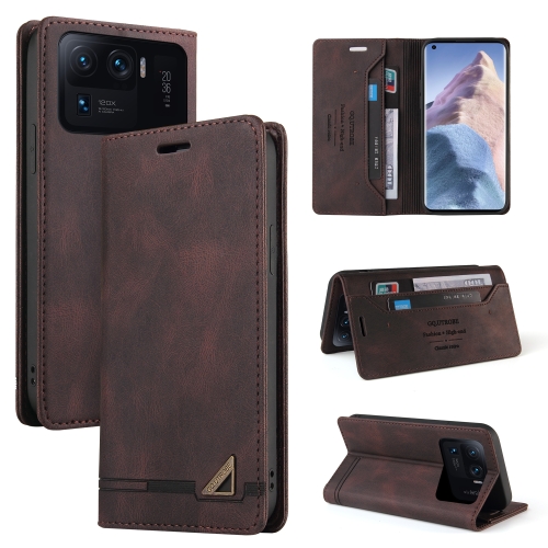 

For Xiaomi Mi 11 Ultra Skin Feel Anti-theft Brush Horizontal Flip Leather Case with Holder & Card Slots & Wallet(Brown)