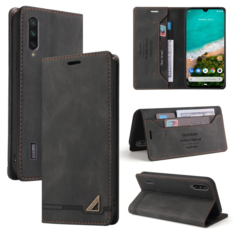 

For Xiaomi Mi A3 Skin Feel Anti-theft Brush Horizontal Flip Leather Case with Holder & Card Slots & Wallet(Black)