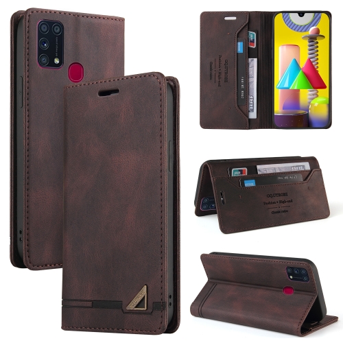 

For Samsung Galaxy M31 Skin Feel Anti-theft Brush Horizontal Flip Leather Case with Holder & Card Slots & Wallet(Brown)