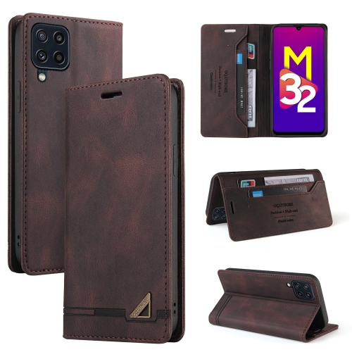 

For Samsung Galaxy M32 Skin Feel Anti-theft Brush Horizontal Flip Leather Case with Holder & Card Slots & Wallet(Brown)