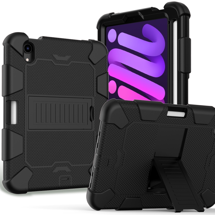 

Two-Color Robot Shockproof Silicone + PC Protective Tablet Case with Holder & Pen Slot For iPad mini 6(Black)