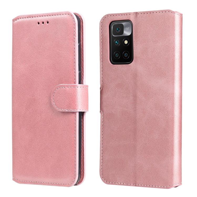 

For Xiaomi Redmi 10 Classic Calf Texture PU + TPU Horizontal Flip Leather Case with Holder & Card Slots & Wallet(Rose Gold)