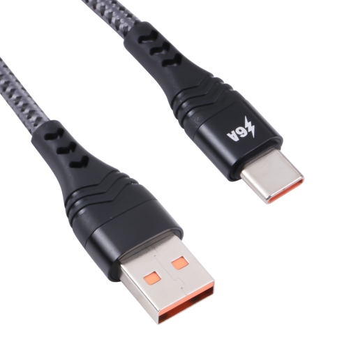 

ADC-005 6A USB to USB-C / Type-C Weave Fast Charging Data Cable, Length:1m(Black)