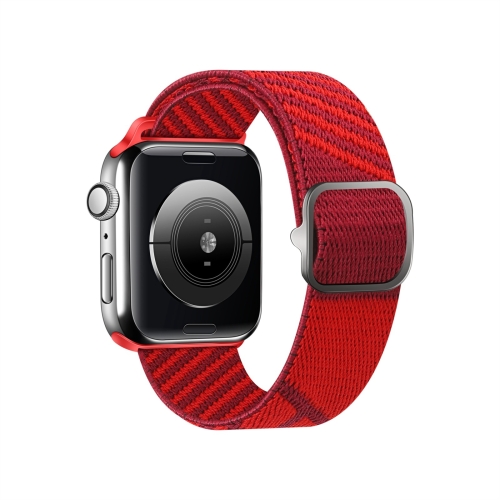 

Two-color Nylon Braid Replacement Wrist Strap Watchband For Apple Watch Series 7 45mm / 6&SE&5&4 44mm / 3&2&1 42mm(Heart Red Red)