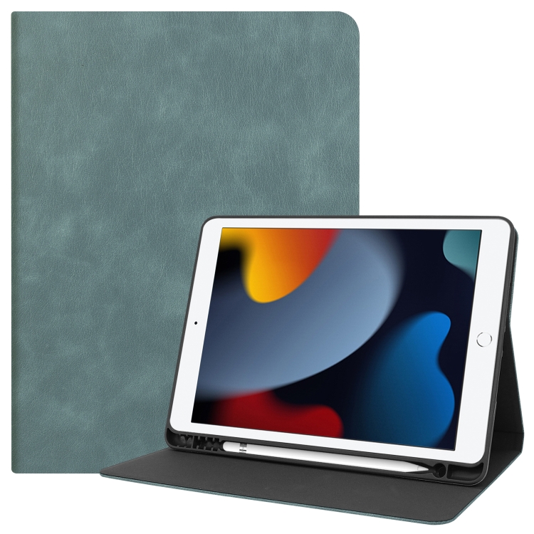 

Cowhide Texture TPU Tablet Horizontal Flip Leather Case with Holder & Sleep / Wake-Up Function & Pen Slot For iPad 10.2 2021 / 2020 / 2019(Green)