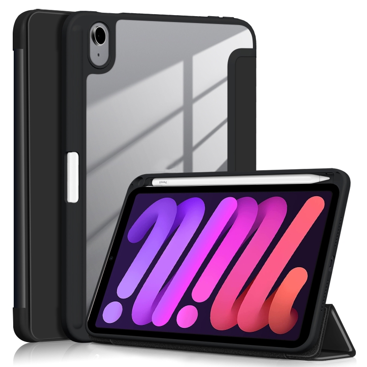 

Solid Color TPU + Acrylic Horizontal Flip Leather Tablet Case with Three-folding Holder & Sleep / Wake-up Function & Pen Slot For iPad mini 6(Black)