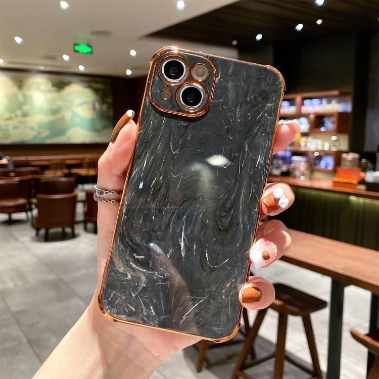 

Marble Texture Electroplating Shockproof Protective Case For iPhone 13(Black)