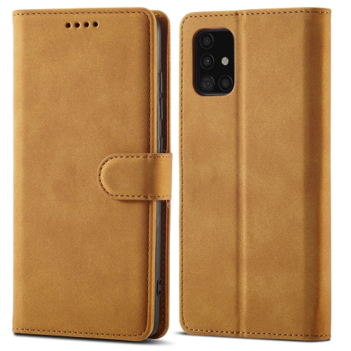 

For Samsung Galaxy A51 Frosted Anti-theft Brush Horizontal Flip Leather Case with Holder & Card Slots & Wallet(Yellow)