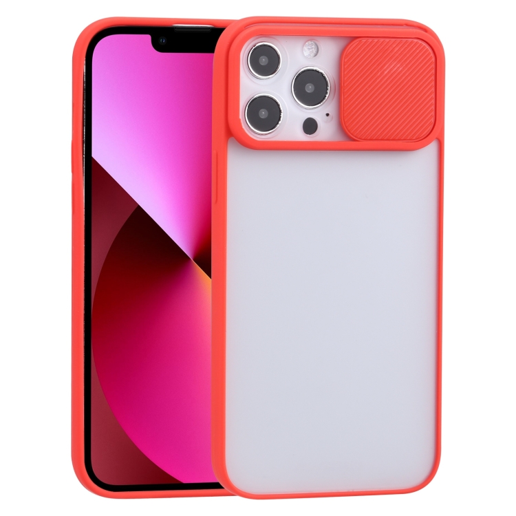 

Sliding Camera Cover Design TPU Protective Case For iPhone 13(Red)